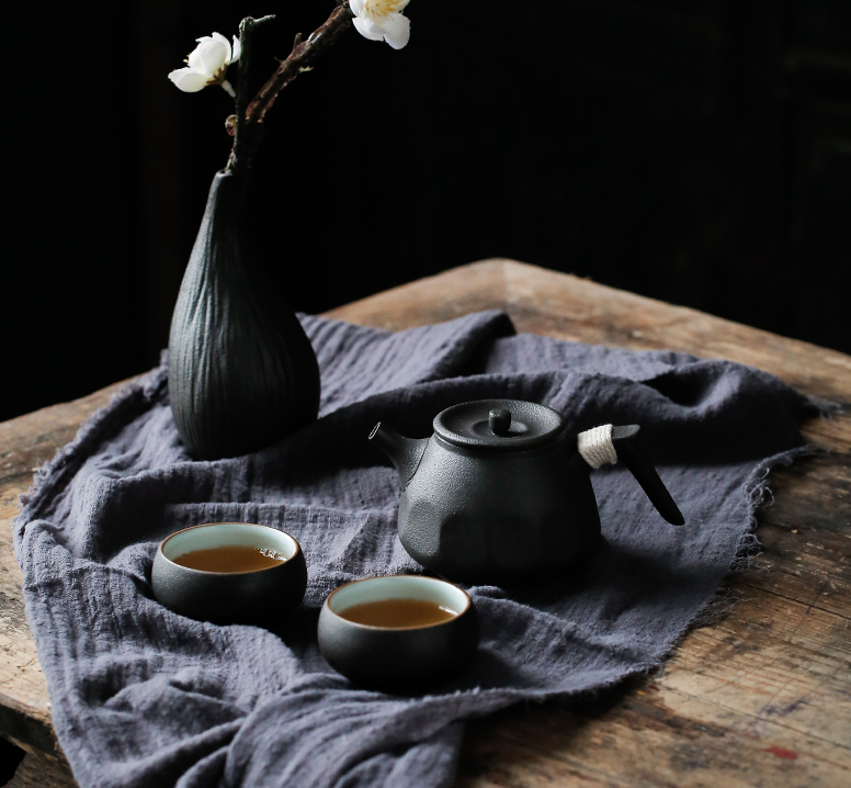 Service à thé en céramique noire – Théière 170 ml et 2 tasses