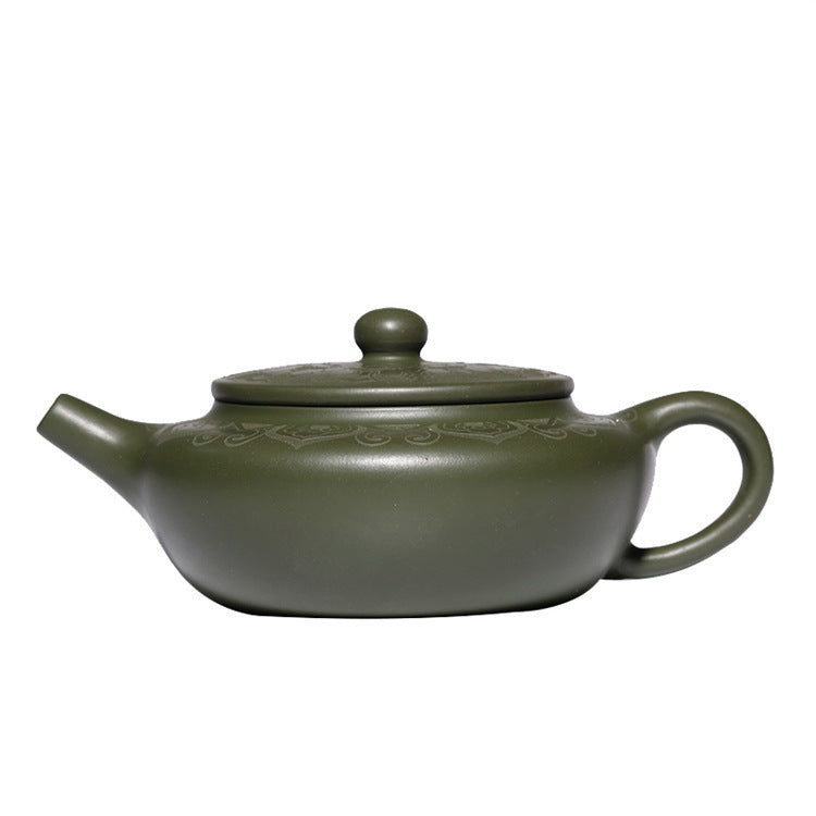 Théière artisanale en argile verte – Forme goutte d’eau, 170 ml