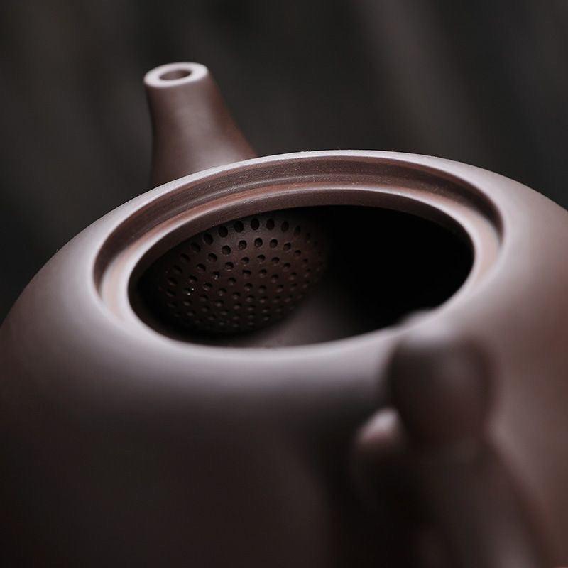 Théière artisanale en argile violette – Design Pot-in-Pot, 220 ml
