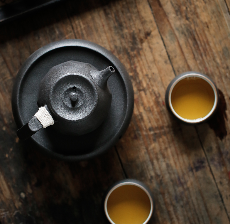 Service à thé en céramique noire – Théière 170 ml et 2 tasses