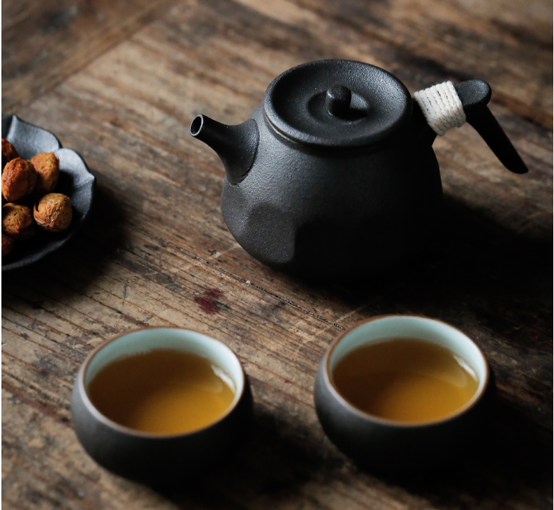 Service à thé en céramique noire – Théière 170 ml et 2 tasses