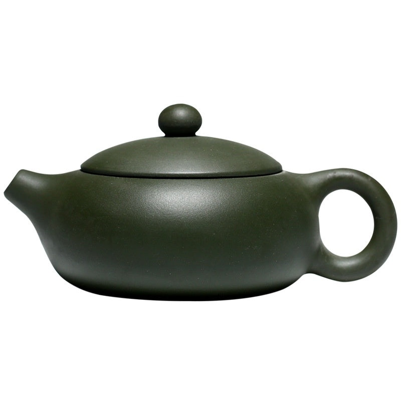 Théière artisanale en argile verte – Forme arrondie, 185 ml