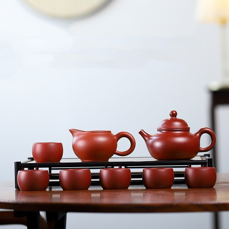 Coffret cadeau théière artisanale en argile rouge – Théière, pichet et 6 tasses