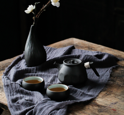 Service à thé en céramique noire – Théière 170 ml et 2 tasses