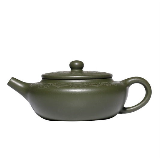 Théière artisanale en argile verte – Forme goutte d’eau, 170 ml