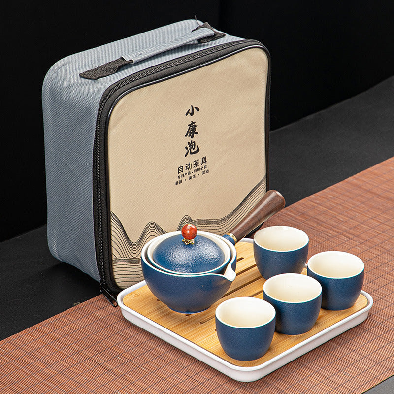 Set de thé en porcelaine fine – Théière, 4 tasses, plateau et sac de transport