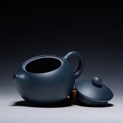 Théière artisanale en argile bleue – 180 ml, décor peint à la main