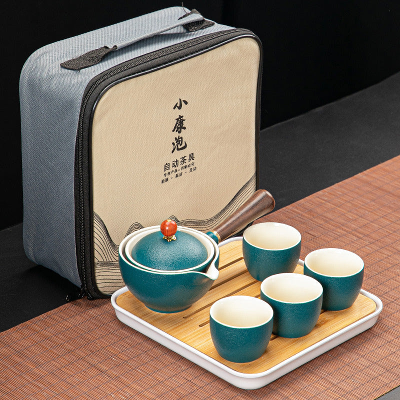 Set de thé en porcelaine fine – Théière, 4 tasses, plateau et sac de transport