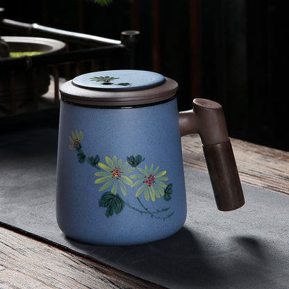 Tasse en céramique avec anse latérale – 350 ml, décor peint à la main