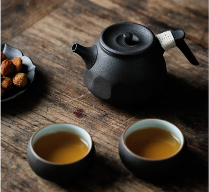 Service à thé en céramique noire – Théière 170 ml et 2 tasses