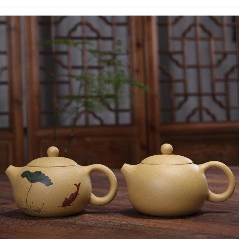 Théière artisanale en argile jaune – Décor peint à la main, 200 ml