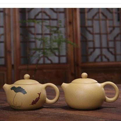 Théière artisanale en argile jaune – Décor peint à la main, 200 ml