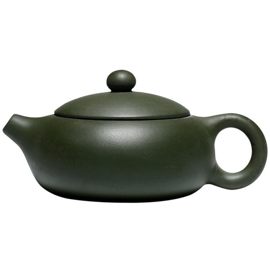 Théière artisanale en argile verte – Forme arrondie, 185 ml