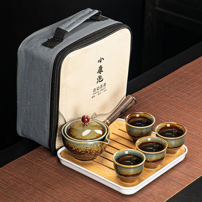 Set de thé en porcelaine fine – Théière, 4 tasses, plateau et sac de transport