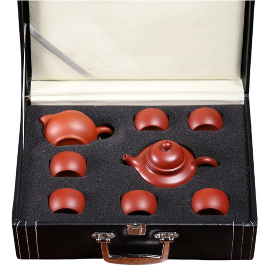 Coffret cadeau théière artisanale en argile rouge – Théière, pichet et 6 tasses