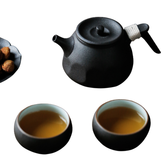 Service à thé en céramique noire – Théière 170 ml et 2 tasses