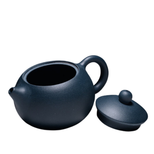 Théière artisanale en argile bleue – 180 ml, décor peint à la main