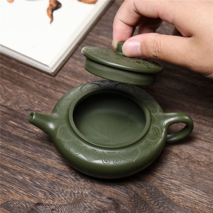 Théière artisanale en argile verte – Forme goutte d’eau, 170 ml