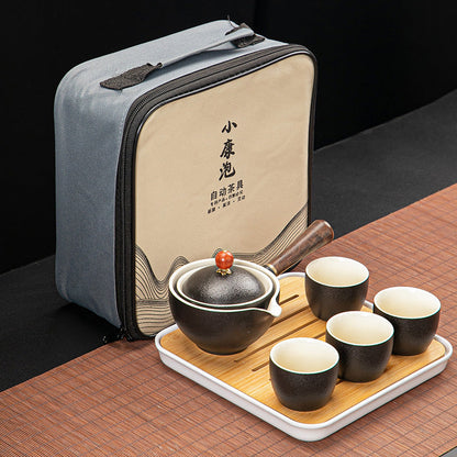 Set de thé en porcelaine fine – Théière, 4 tasses, plateau et sac de transport