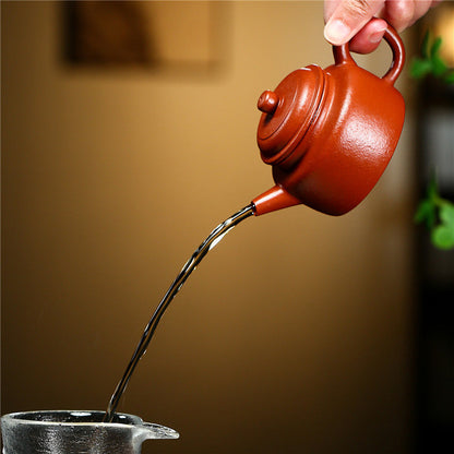 Théière artisanale en argile rouge – Forme Dezhong, 160 ml
