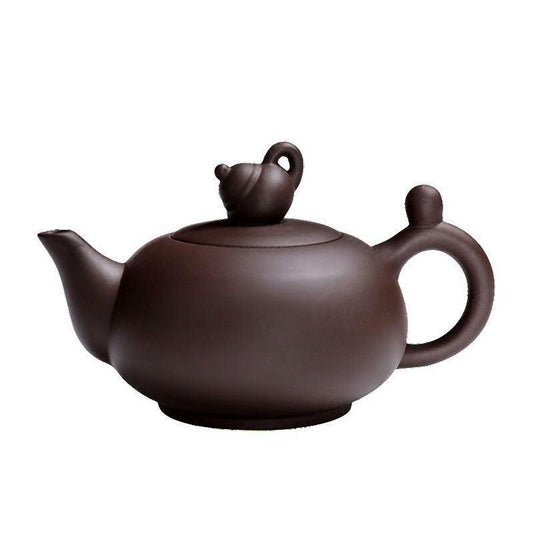 Théière artisanale en argile violette – Design Pot-in-Pot, 220 ml