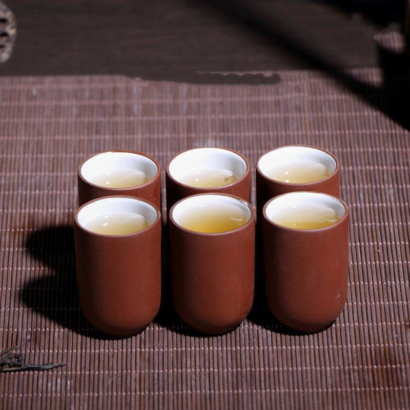 Set de 6 tasses à thé artisanales en argile violette – 33 ml